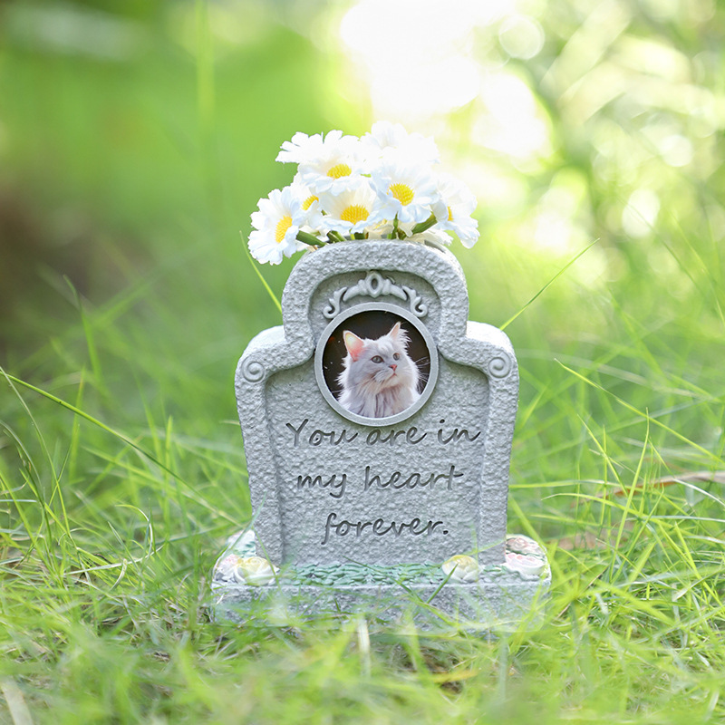 🐾 Pet Memorial Vase with Photo Frame – Resin Flower Holder for Indoor/Outdoor Garden