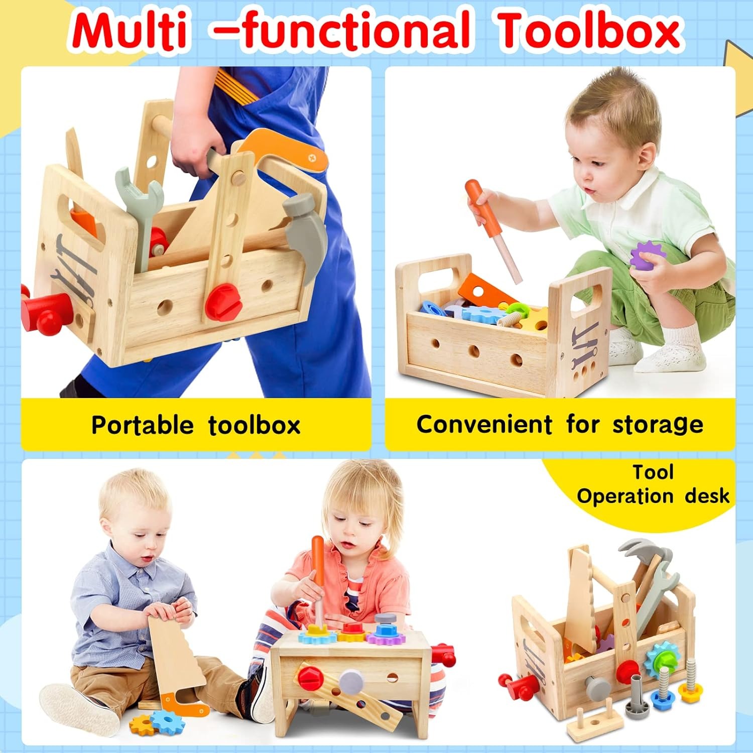 🔥ON SALE 🔥Children's Wooden Repair Tool Box🛠️
