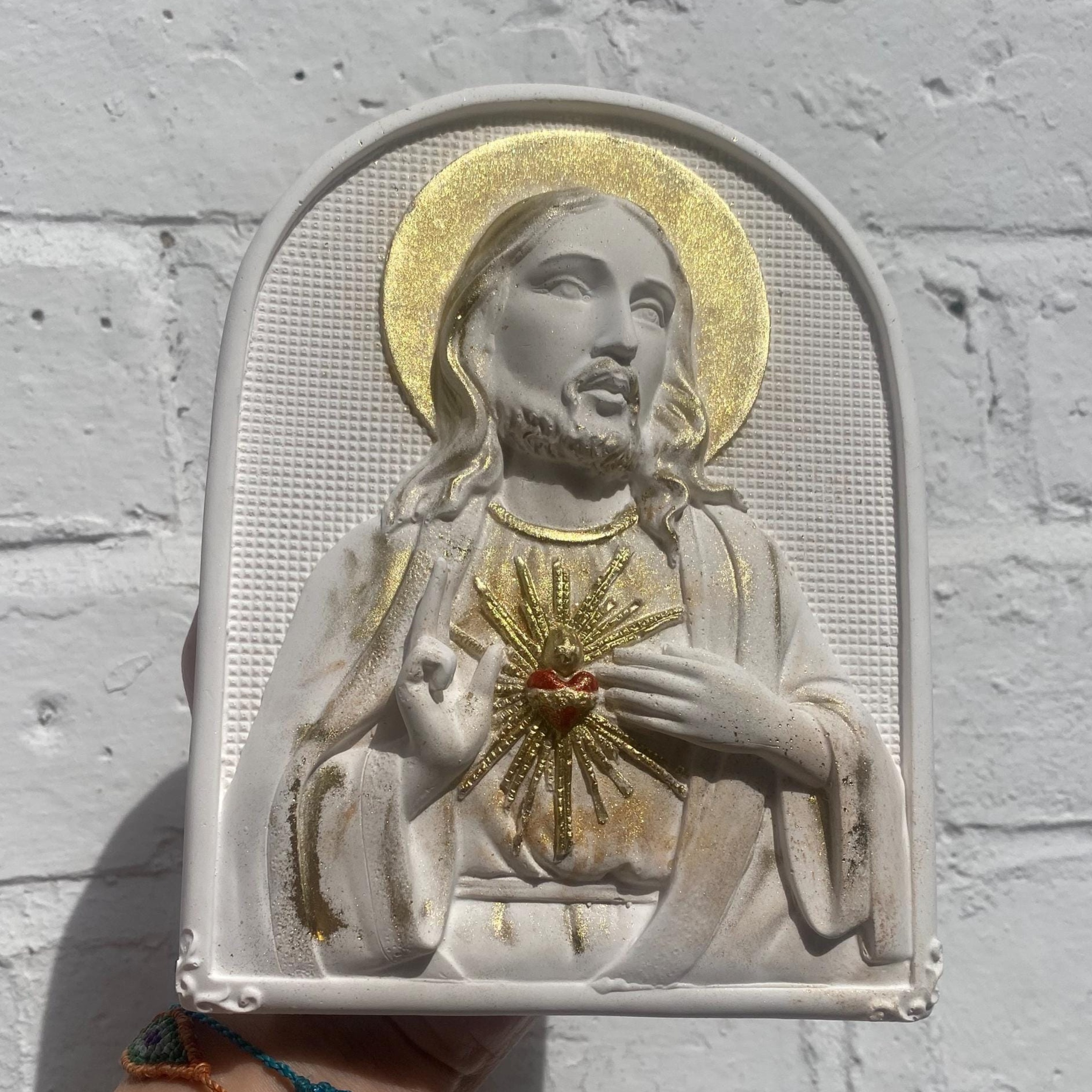 🔥ON SALE🔥Handmade Jesus Wall Plaque Religious Art Sacred Heart