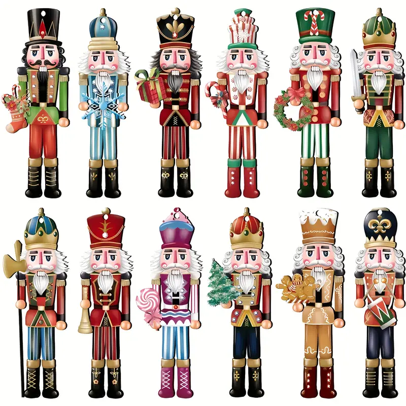 On Sale🔥12pcs/Set Christmas Hanging Wooden Soldier Nutcracker Decoration-11cm/4.33in