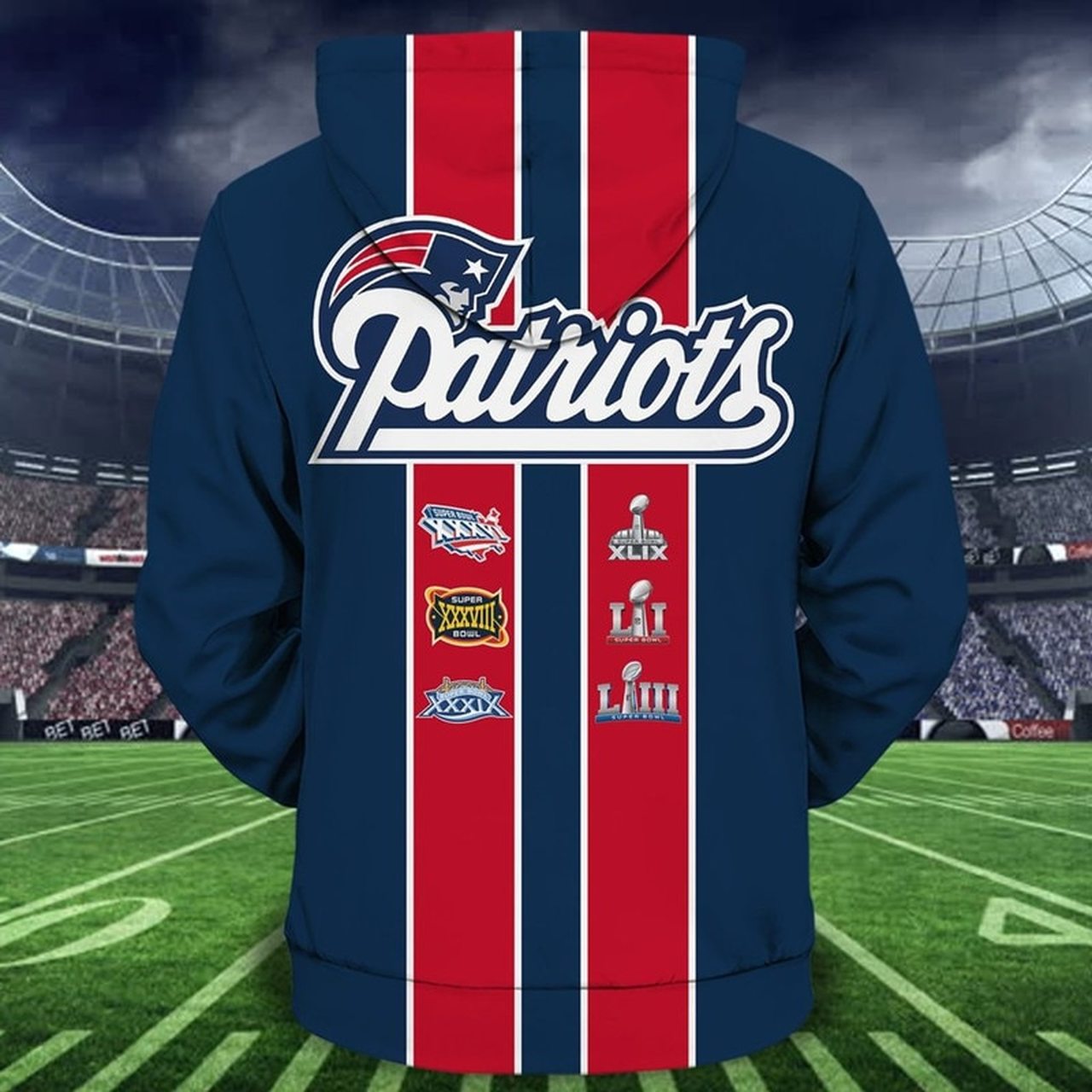NEW ENGLAND PATRIOTS 3D HOODIE NNEP019