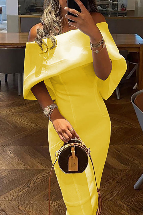 Heididress Solid Off Shoulder Bodycon Party Dress
