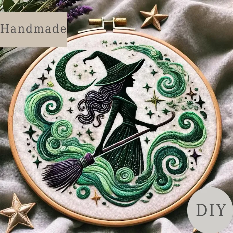 Pink Witch Embroidery KIT