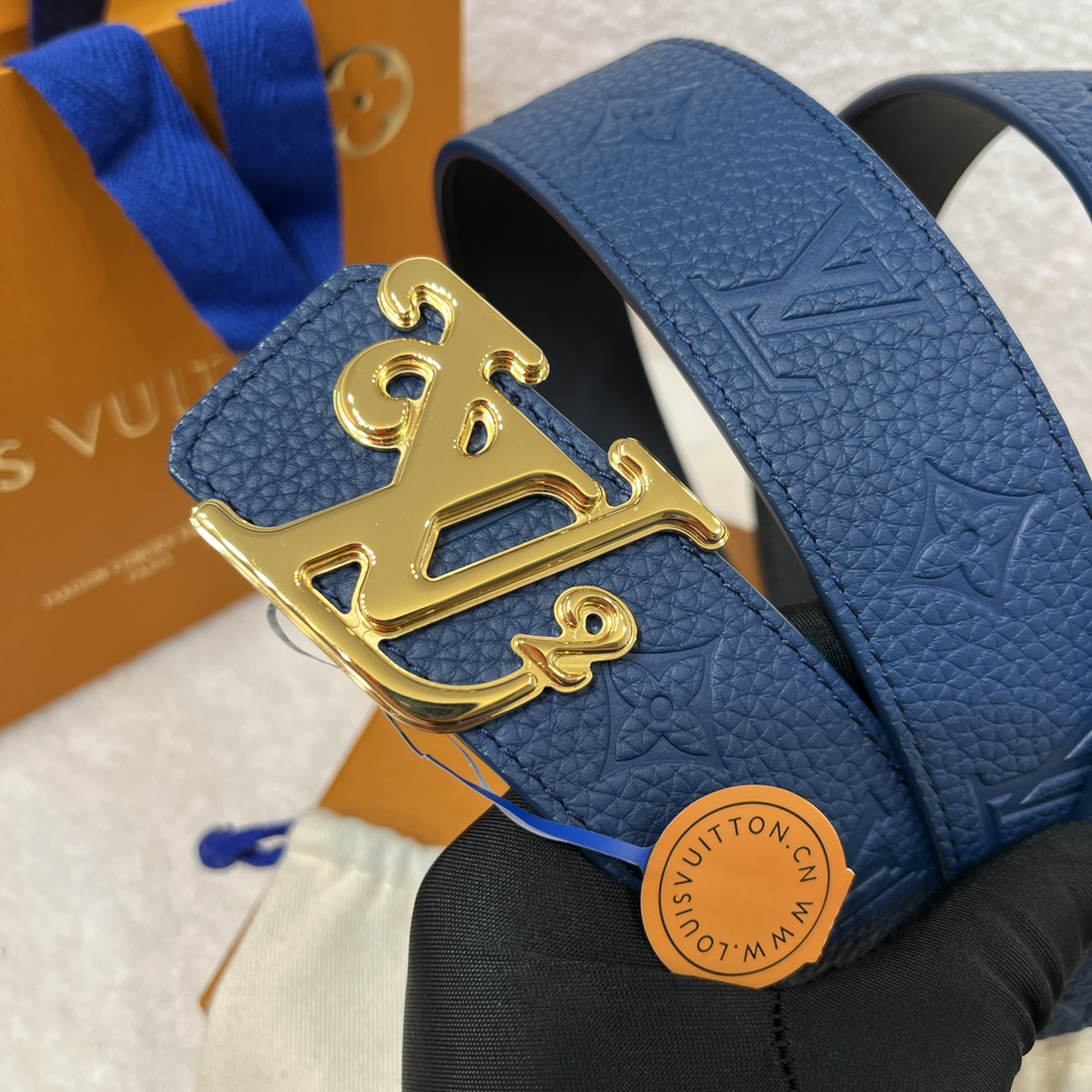 Louis Vuitton Lychee Print Men's Double-Sided Belt 4CM Width