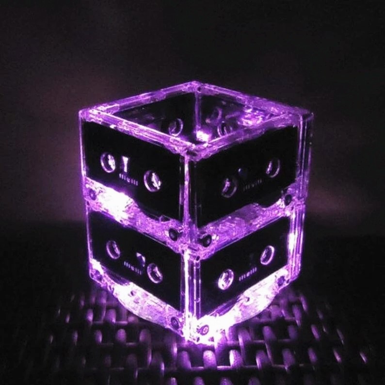 Retro rock cassette night light decor