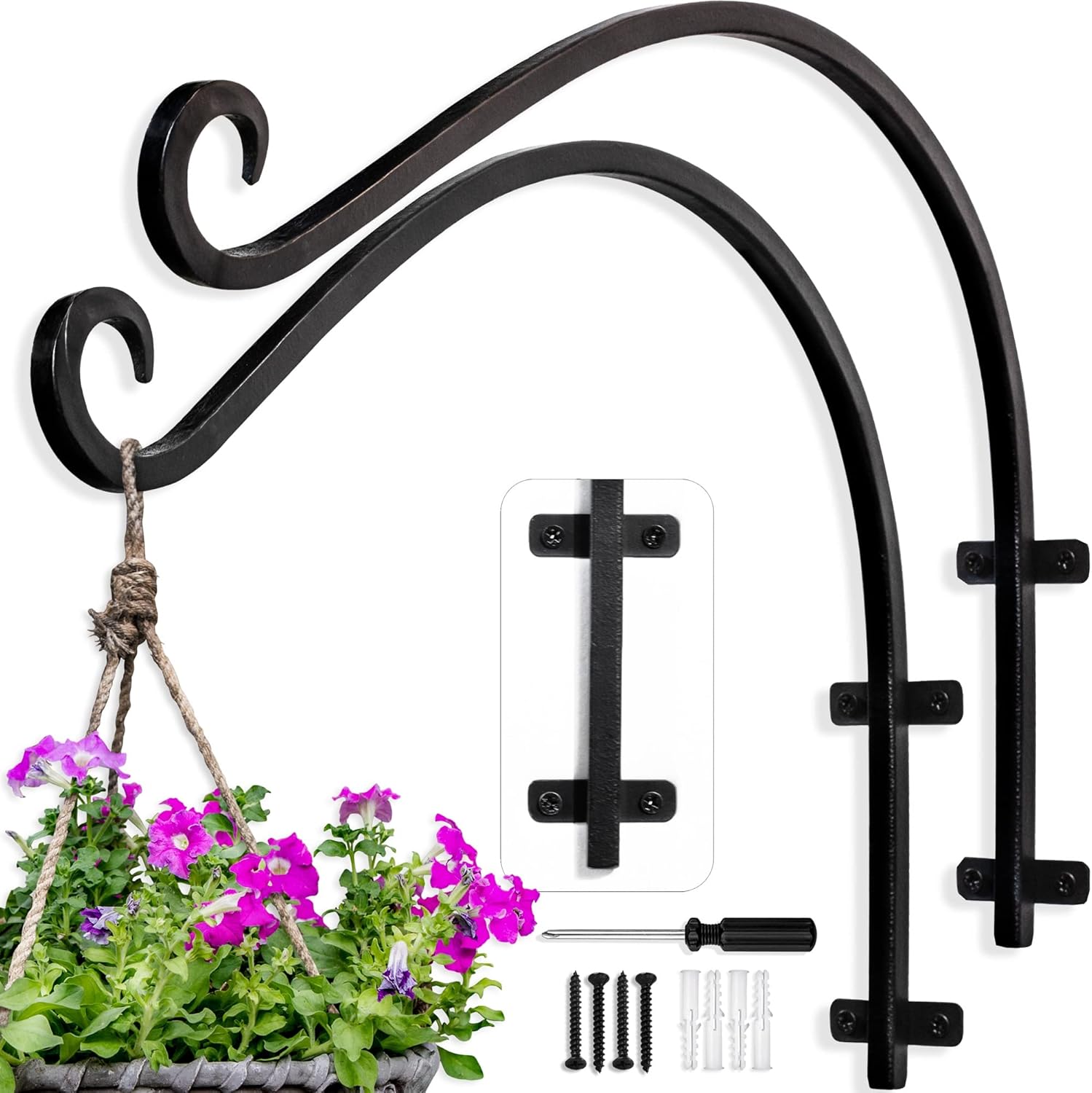 ⚡⚡Hand Forged Metal Hanging Plant Stand（16in）