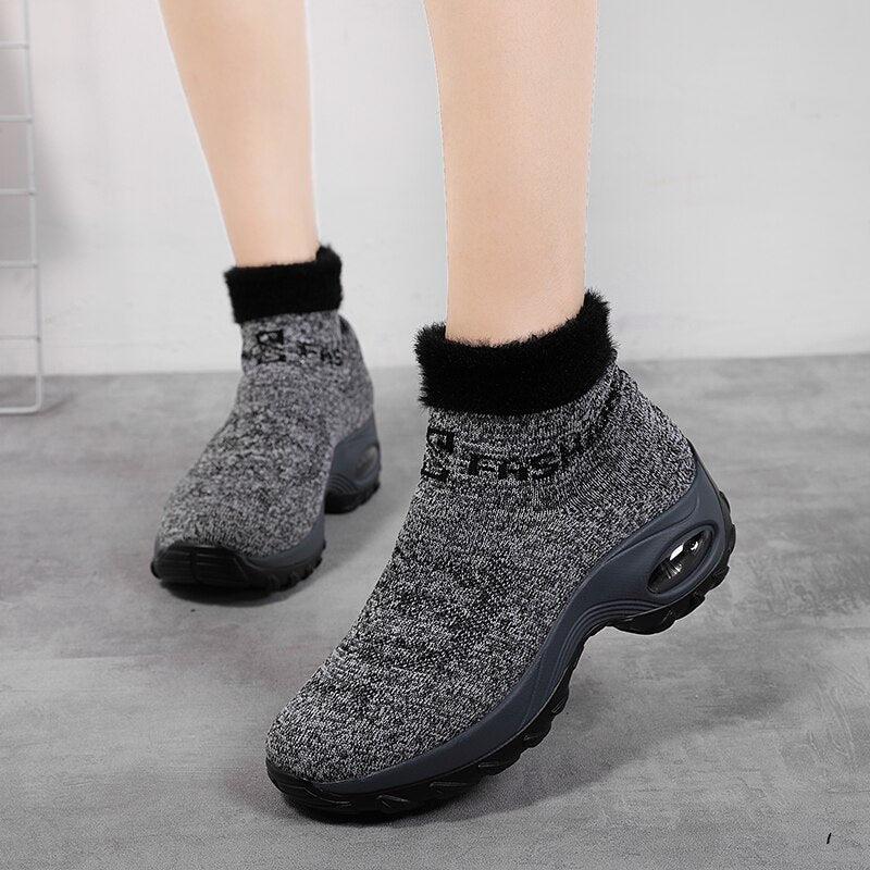 Winter Women Warm Fur Sock Boots