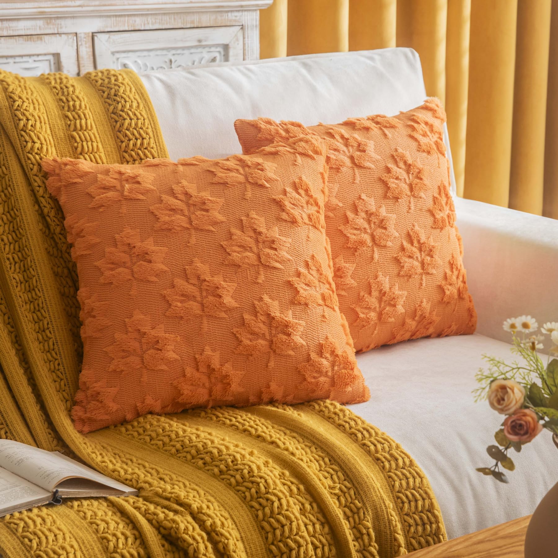 Pumpkin Fall Decorative Throw Pillow Covers, Fluffy Plush Accent Pillow Cases