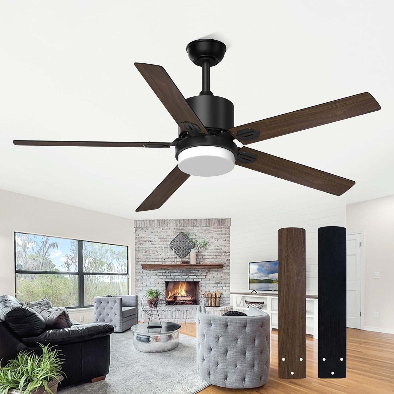 Biukis Ceiling Fans with Lights and Remote Adjustable Light 6 Speed Reversible DC Motor 52 Inch
