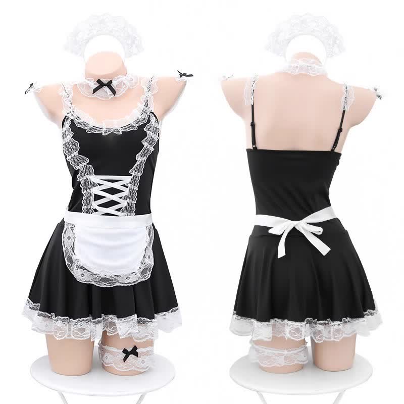 Japanese Maid Lace Bow Lingerie Dress