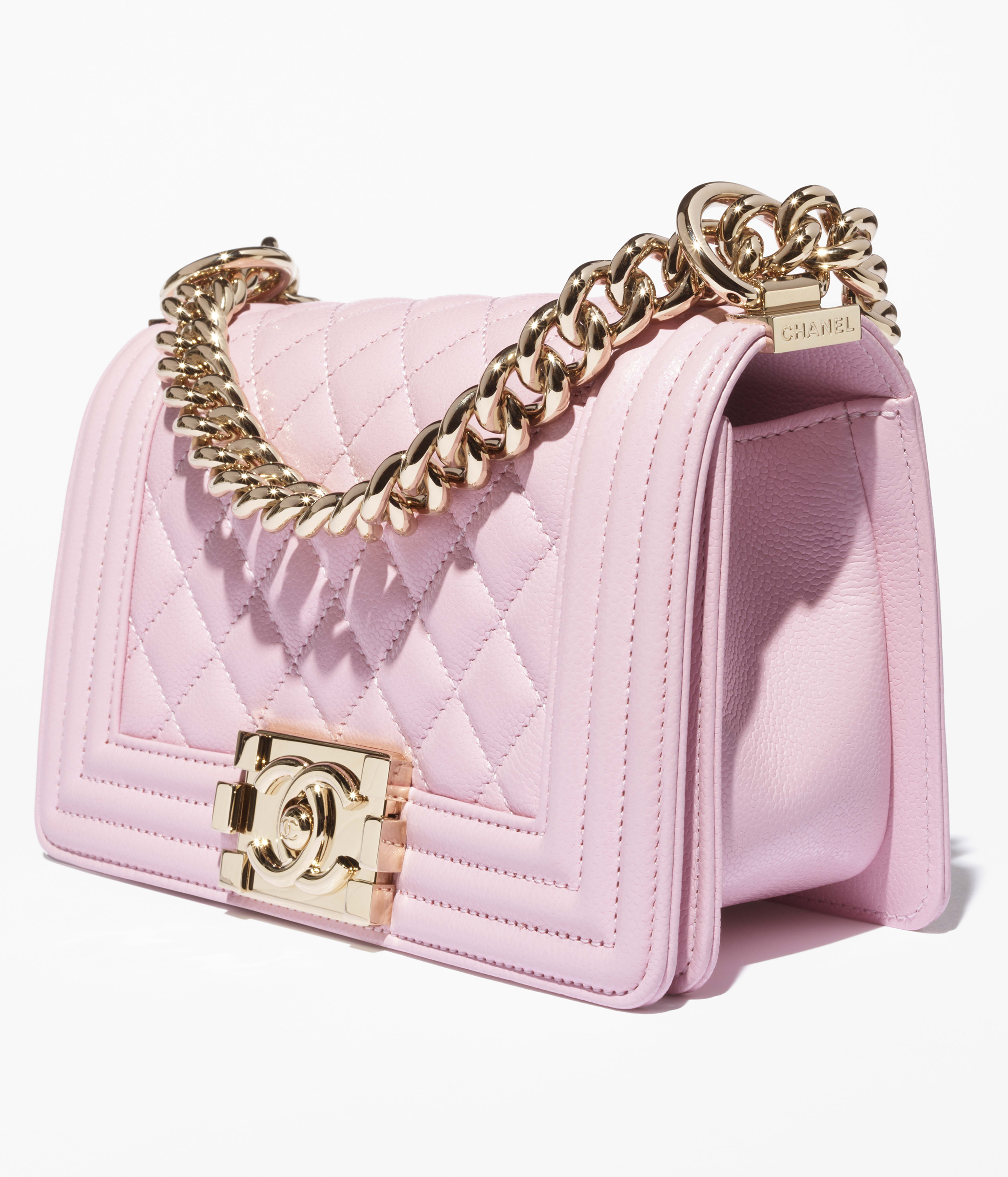 CHANEL Small BOY CHANEL Handbag Grained Calfskin & Gold-Tone Metal Light Pink A67085-B06643-NADOE