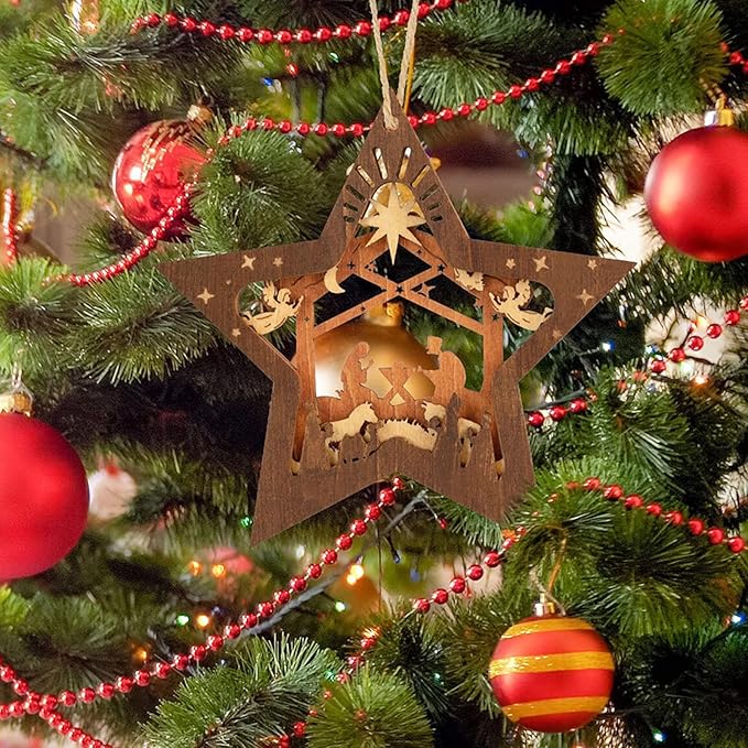 🙏🙏Nativity Star Ornament on Christmas Tree