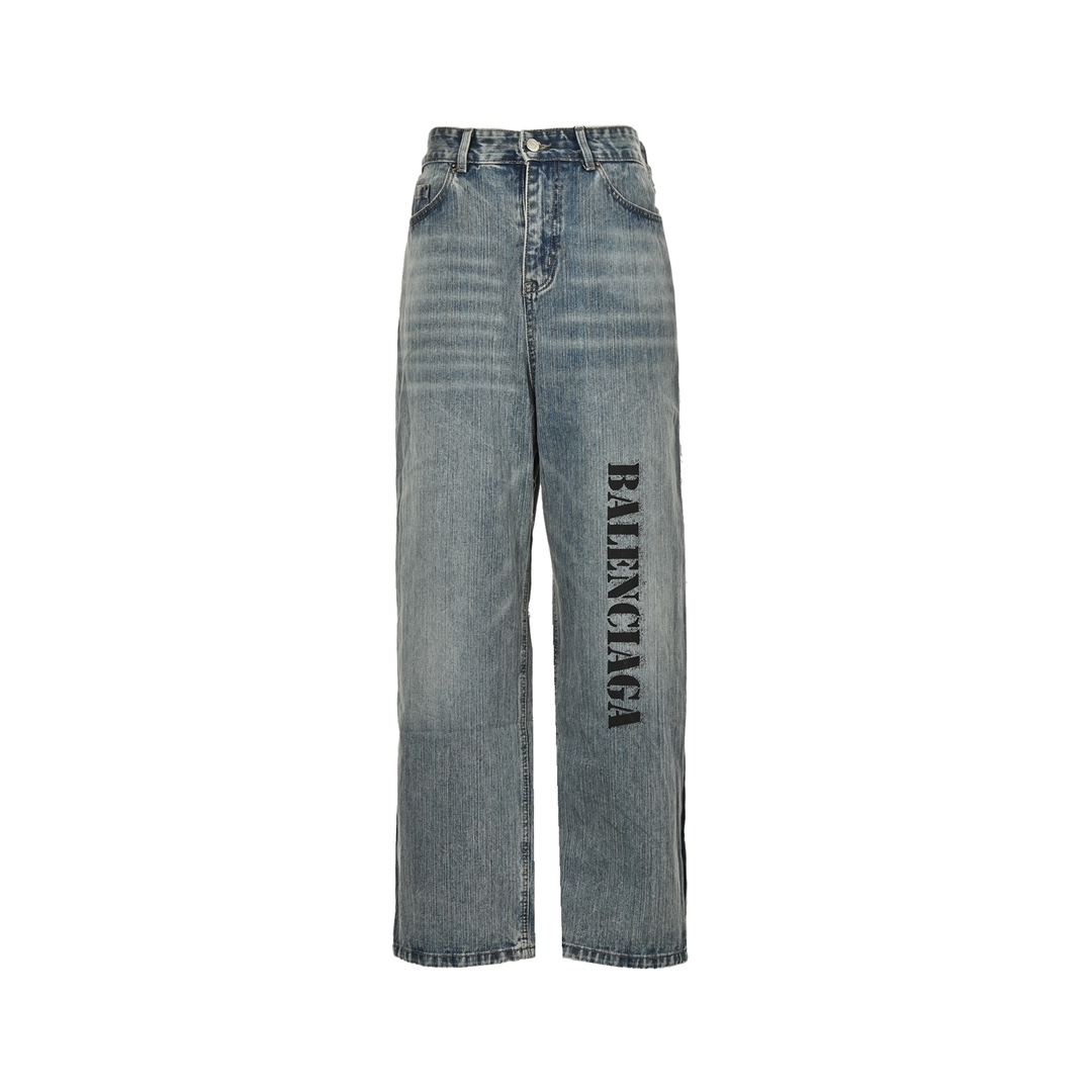 Balenciaga 24ss monogram print front and back patchwork jeans