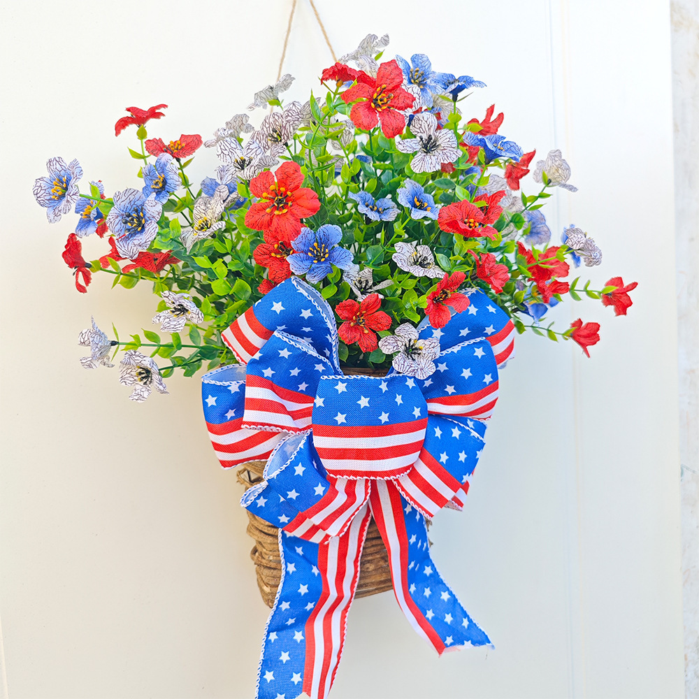 2024 American Flag Flower Basket Front Door Decoration - 20