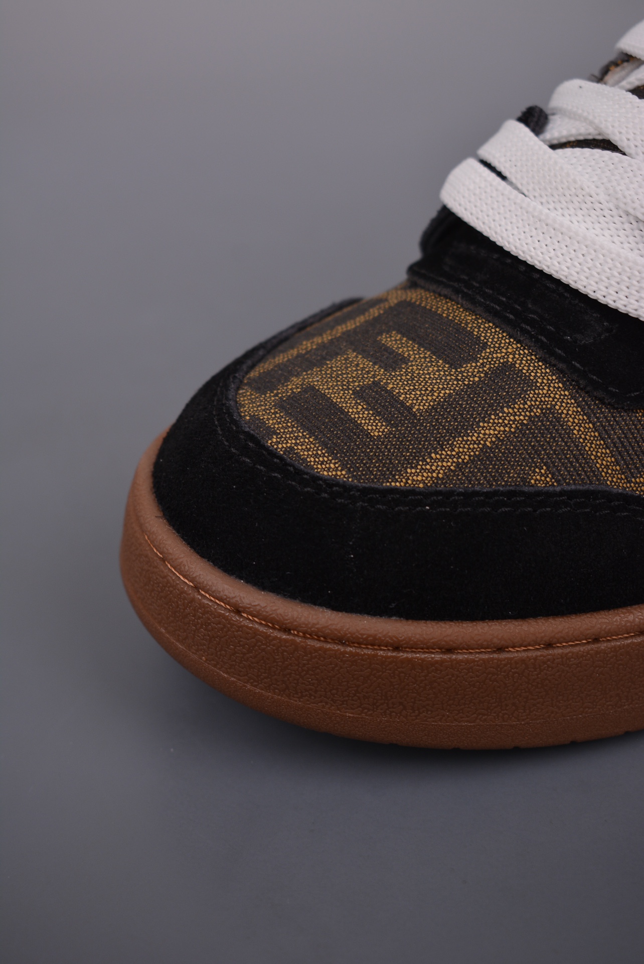 Fendi Match Sneaker Low Velcro Black Brown FF Jacquard 8E8470AQ6IF17JT