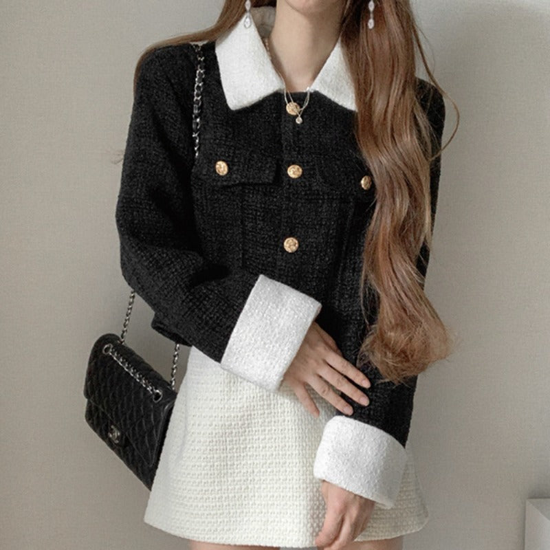 French Age Reducing Contrast Panel Coat