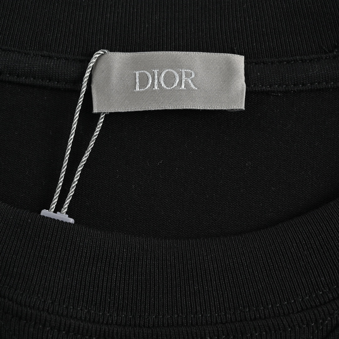 Dior 23ss embroidered silver logo short sleeve