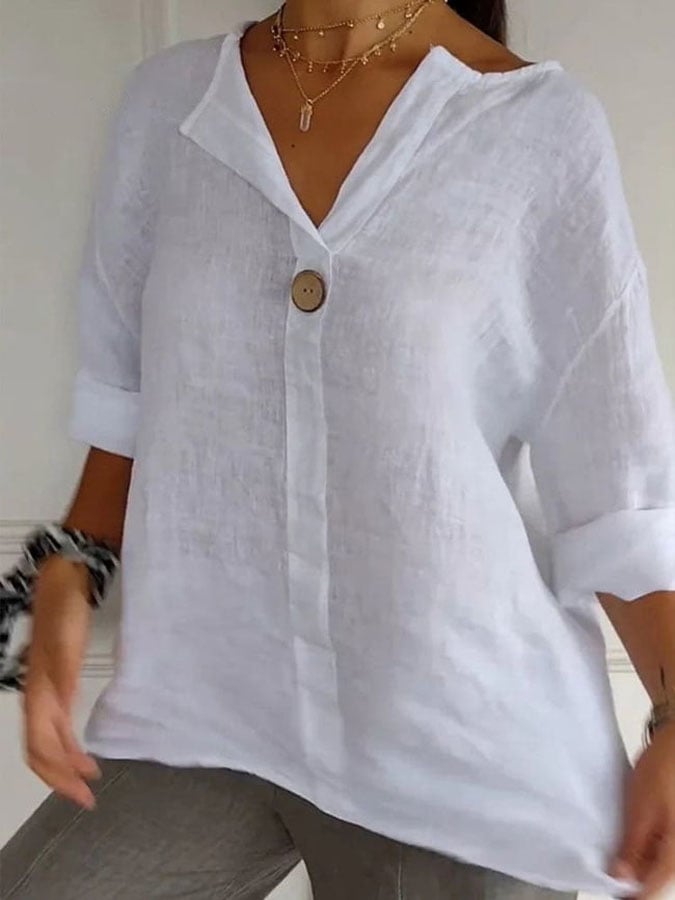 Women's Casual Button Solid Color Blouse