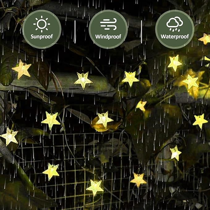Twinkle Solar Star String Lights Outdoor Waterproof Fairy Lights