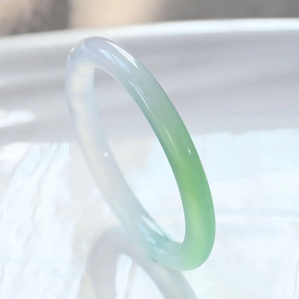Natural Green Jade Women Bracelet High Quality Chalcedony 8mm Round Bangle Fine Jewelry Accessories Wedding Gift Free Shipping