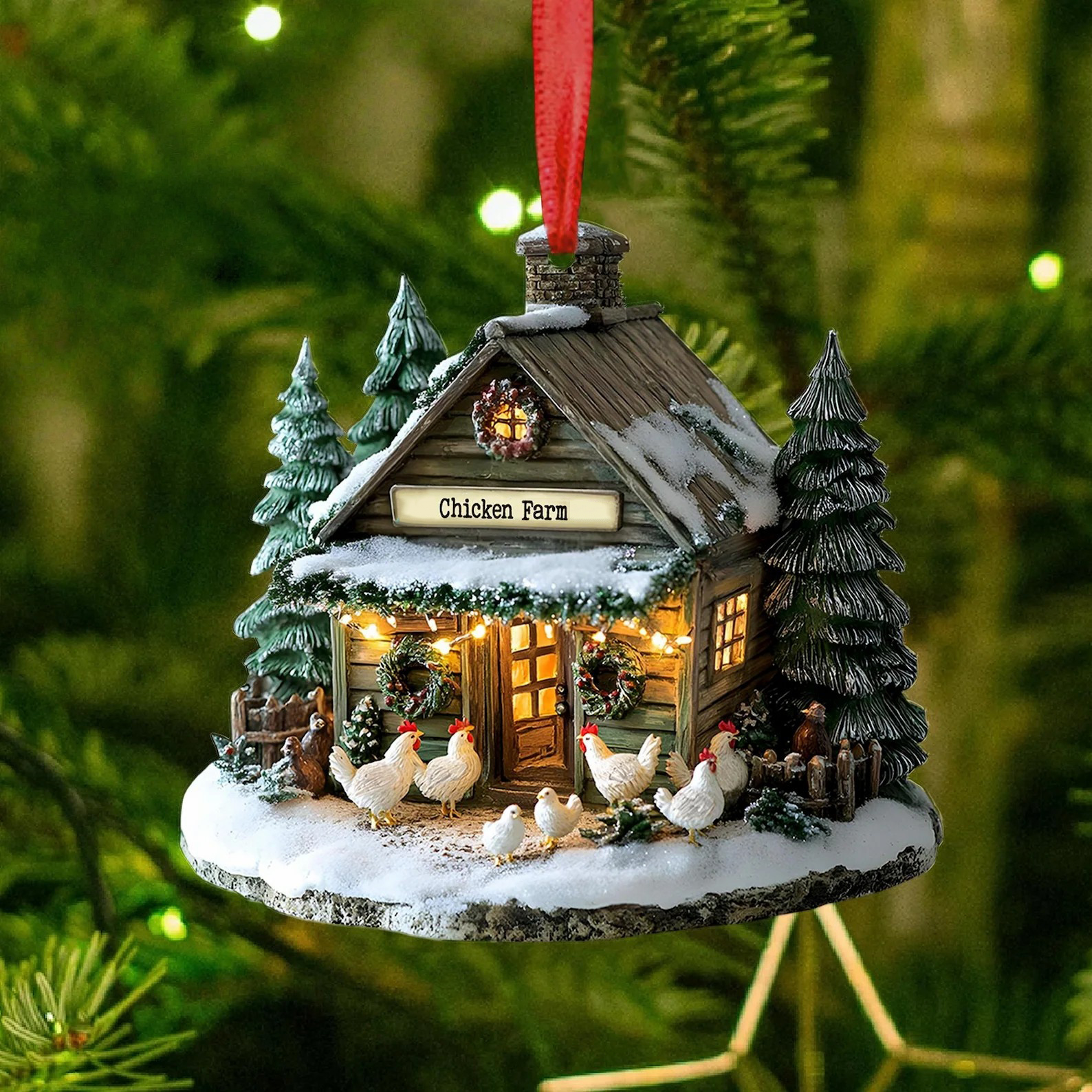 Cozy Farm Cottage Christmas Ornament