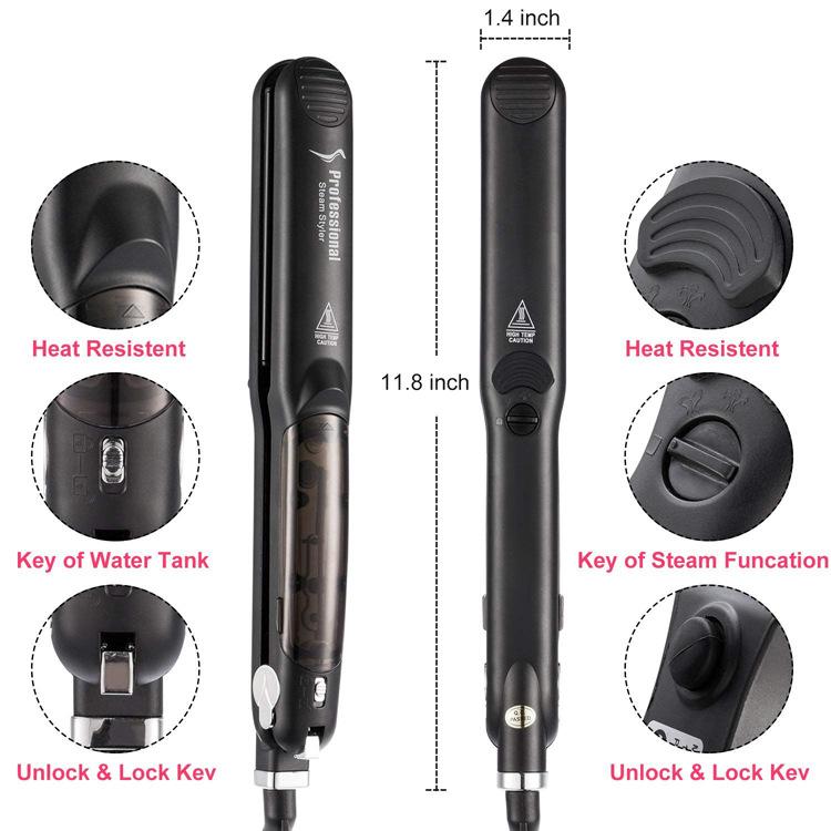 LunaWigs Adjustable Ceramic Steam Hair Straightener