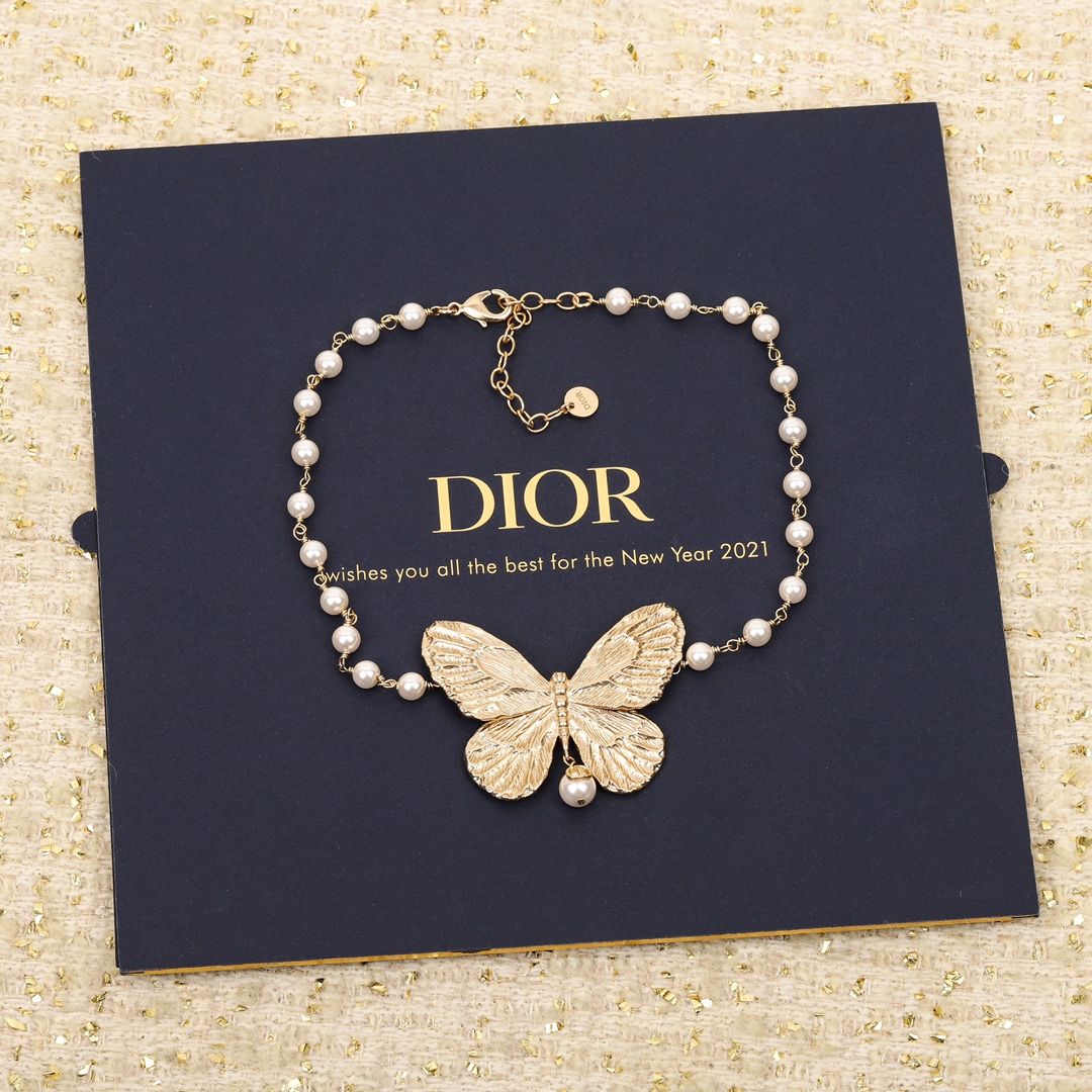 Dior Butterfly Pearl Necklace