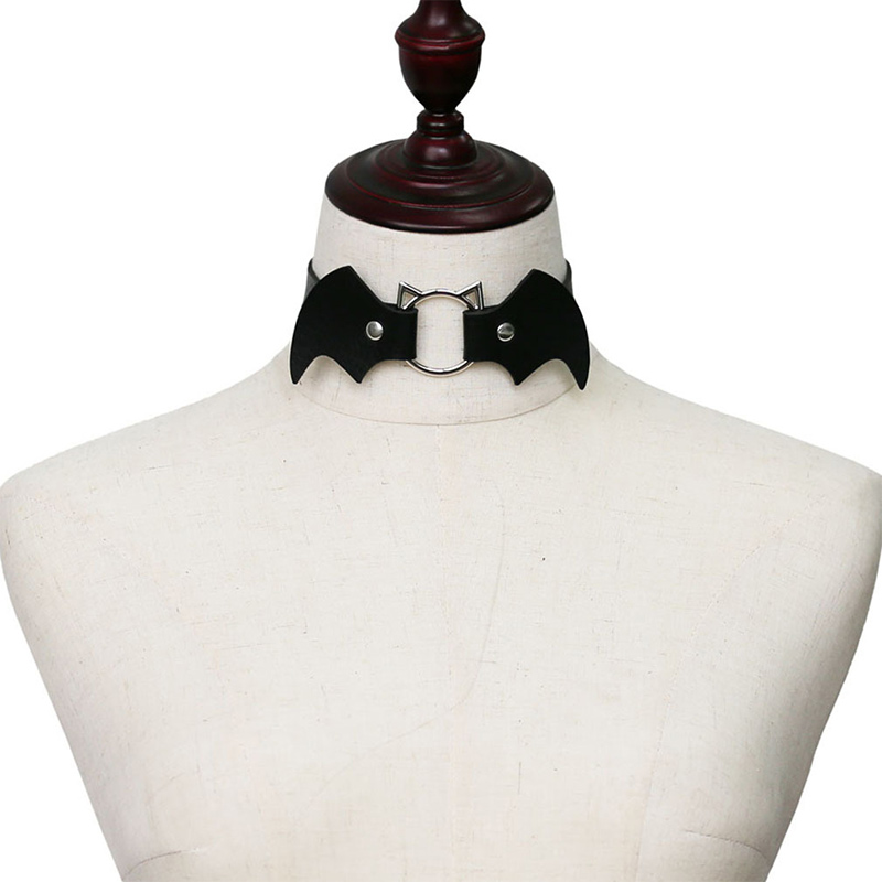 Bat Wings Vampire Kitty Leather Collar