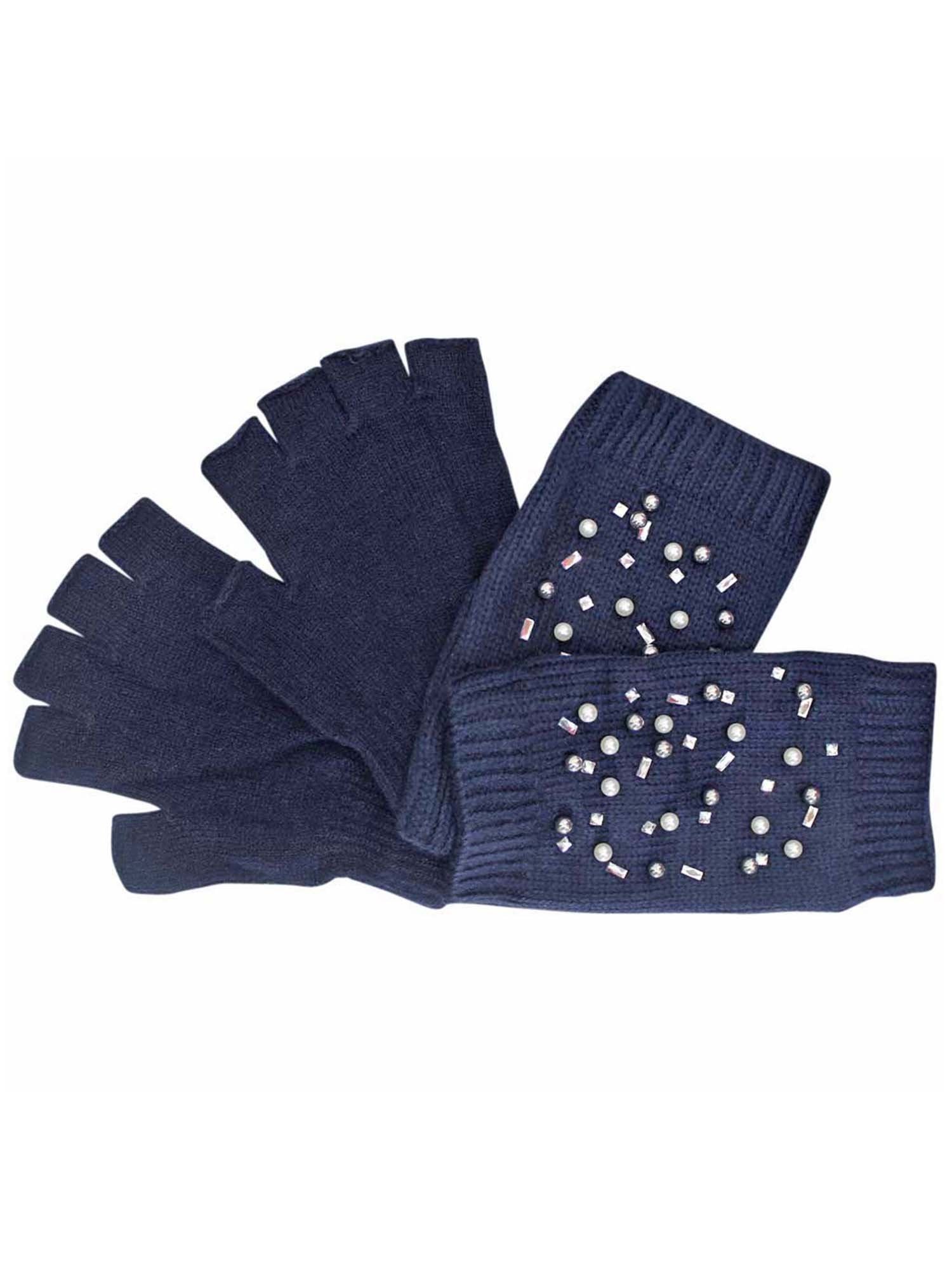 Rhinestones & Pearl Knit Fingerless Arm Warmers & Gloves