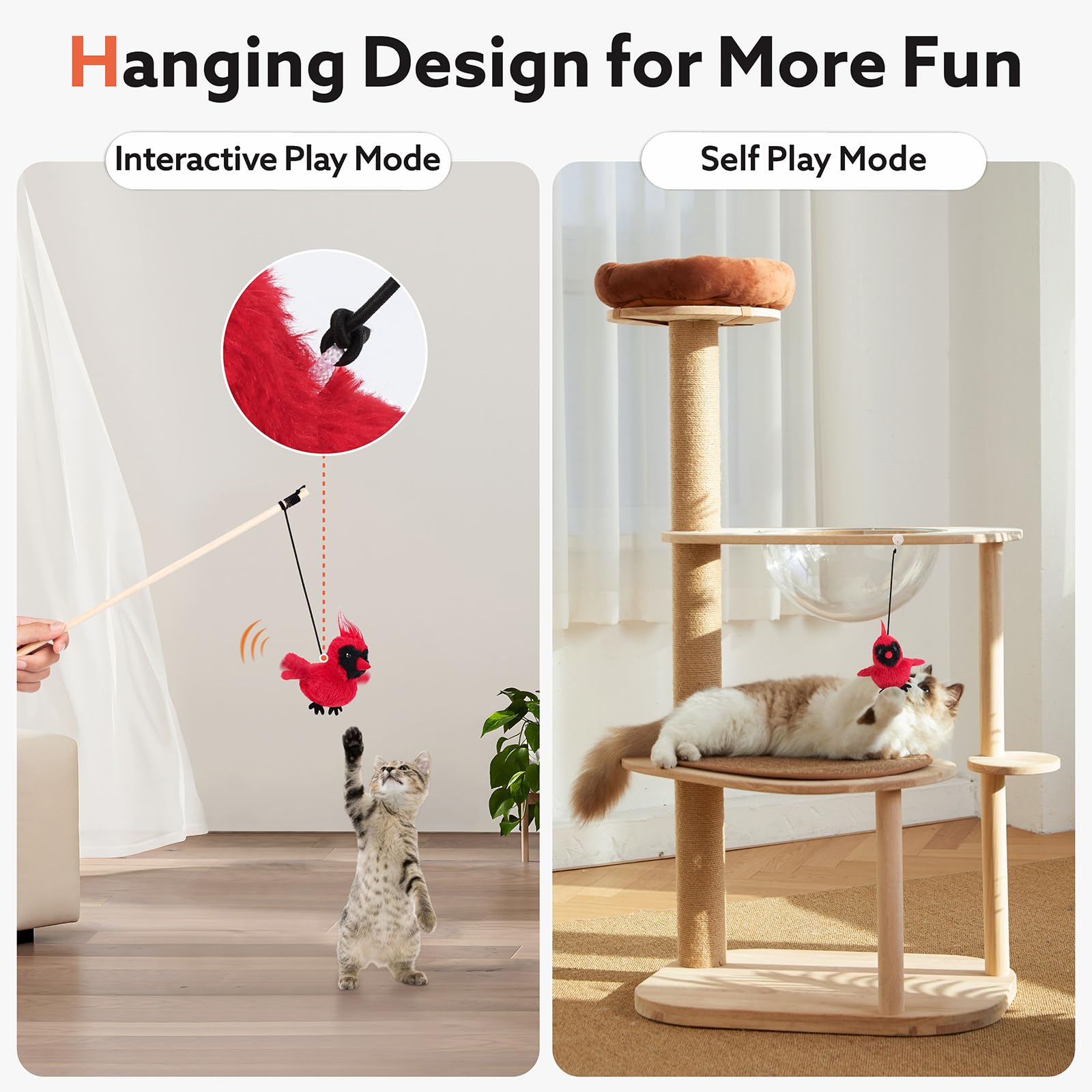 Christmas Sale🔥USB Rechargeable Cardinal Cat Toys With Lifelike Bird Chirp
