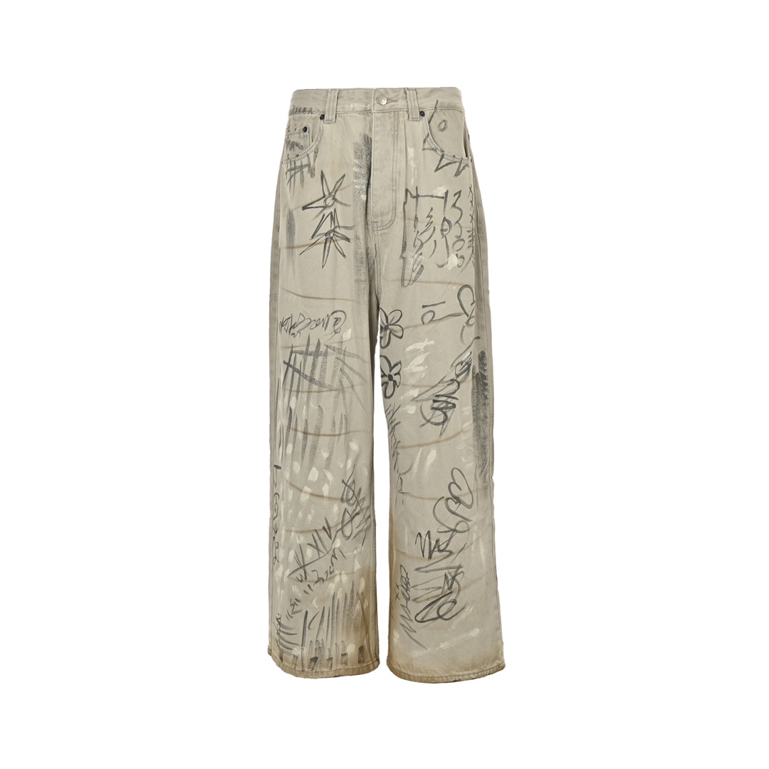 Balenciaga 24Fw catwalk graffiti jeans