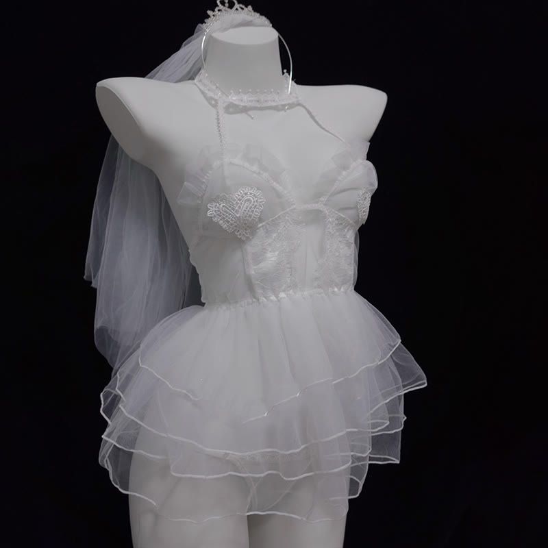 Bride Lace See-through Lingerie Dress