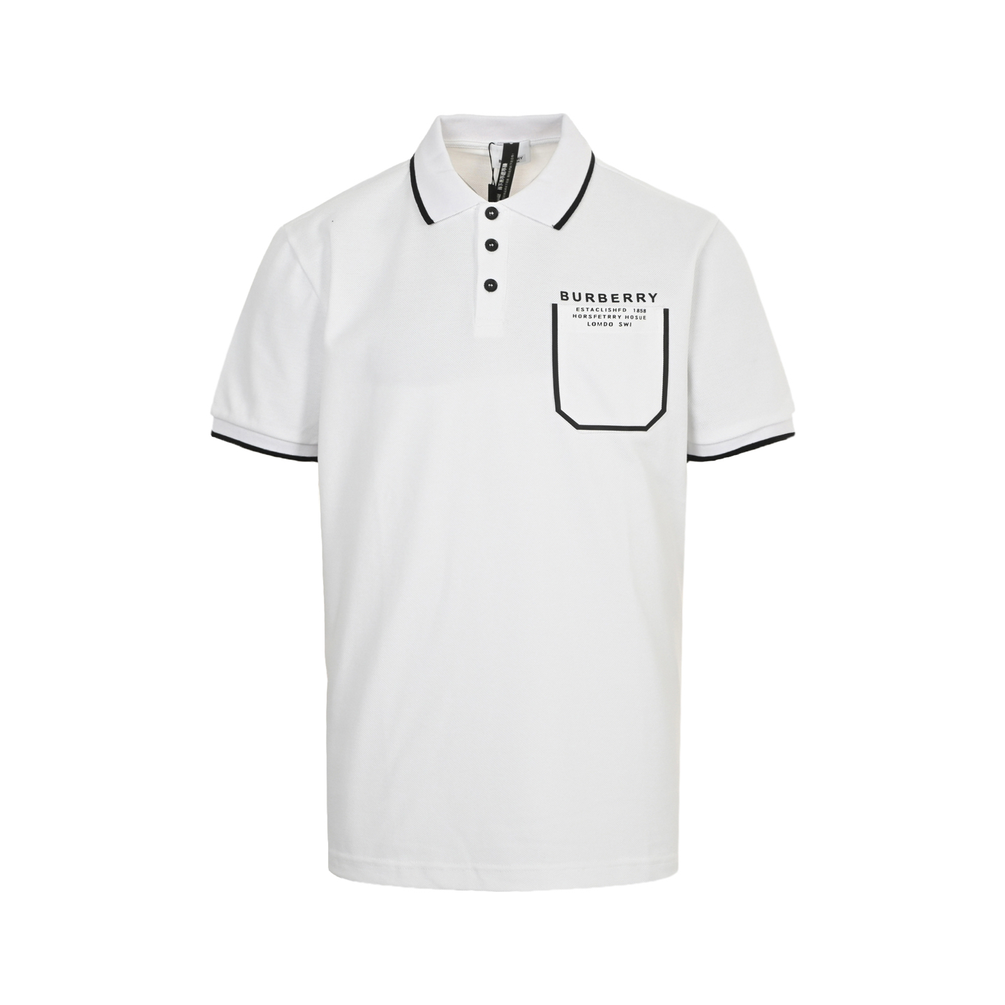 Burberry Chest Pocket Letter Print Polo Short Sleeve