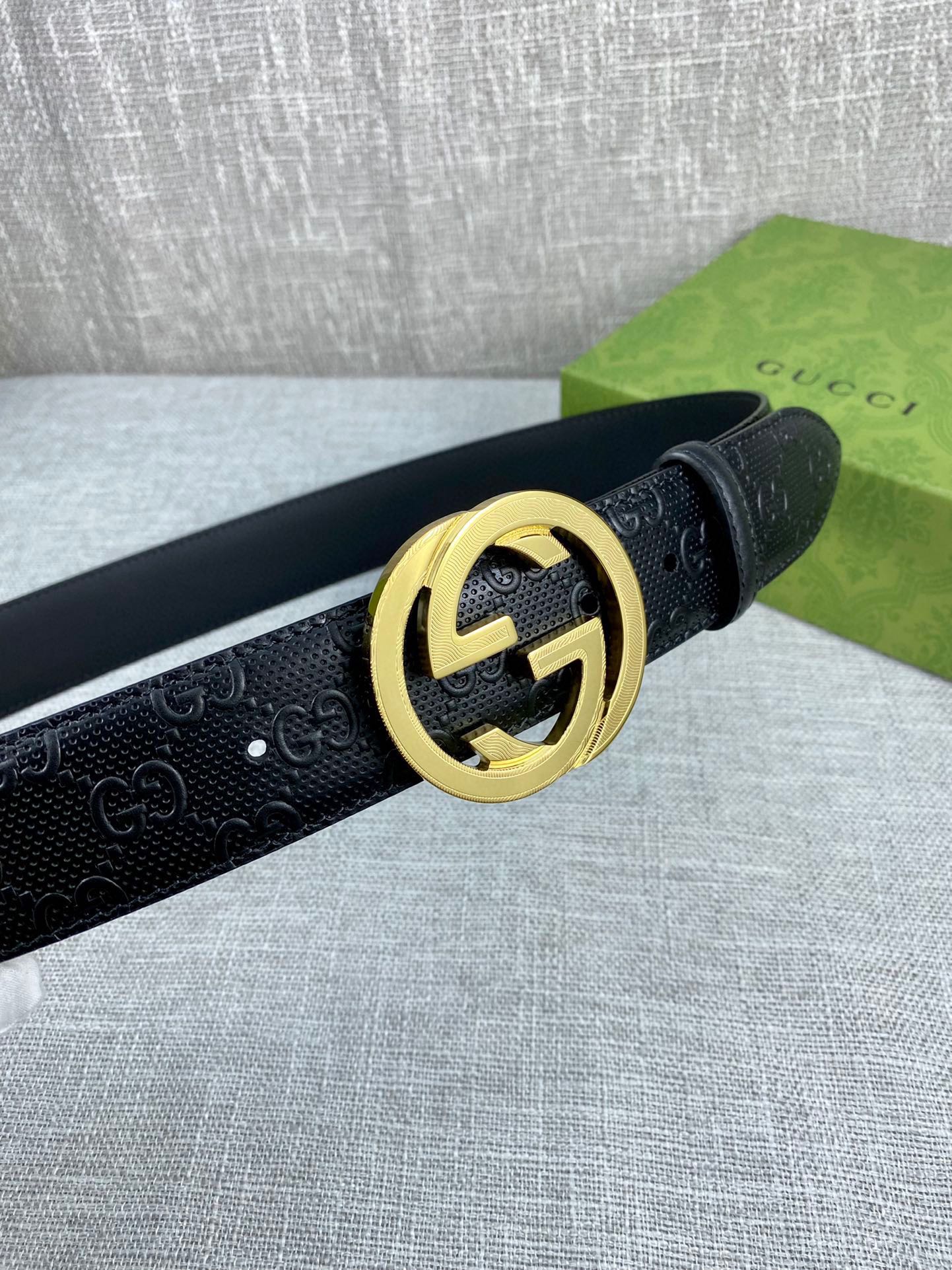 Gucci Signature printed leather belt width 4.0CM
