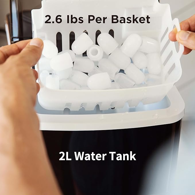 Silonn Ice Maker Countertop 9 Cubes Ready in 6 Mins 26lbs in 24Hrs