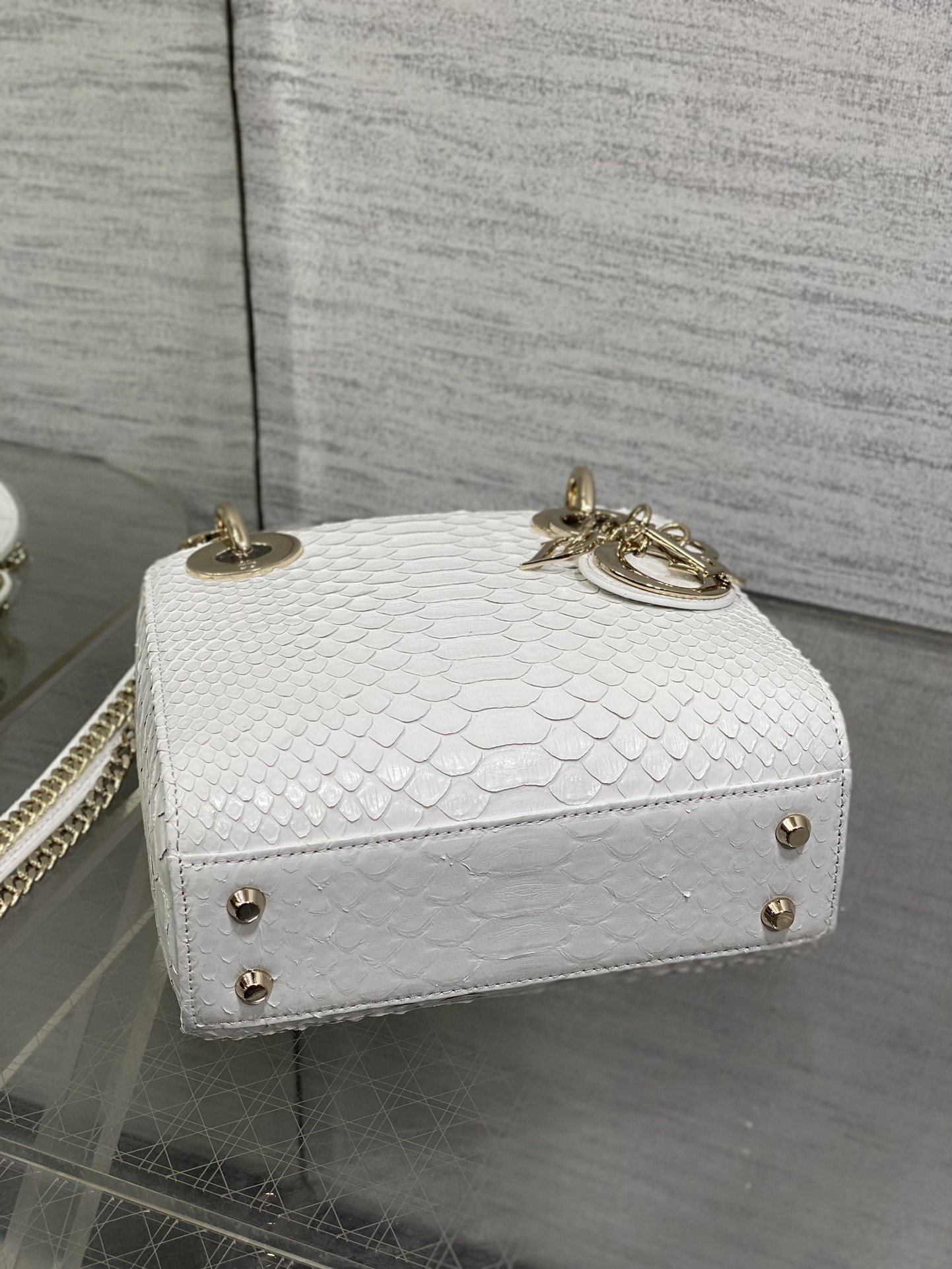 Dior Lady three-grid rare snakeskin Princess Diana bag