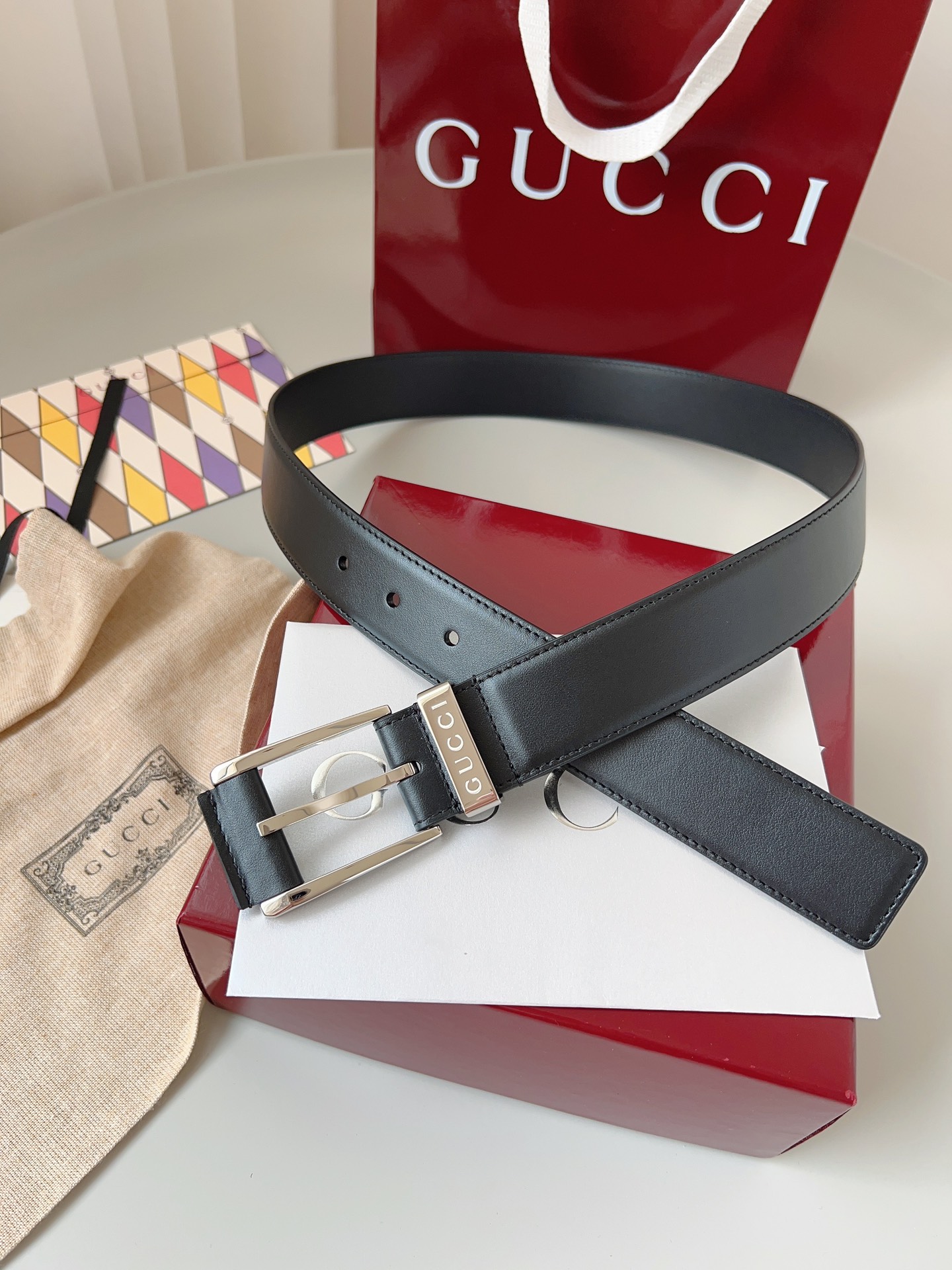 Gucci pin buckle leather belt 3.5cm wide
