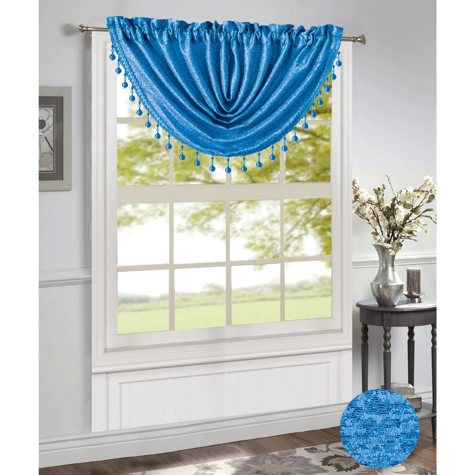Norah Jacquard Rod Pocket Window Panel and Valance Treatments, All Sold Separately