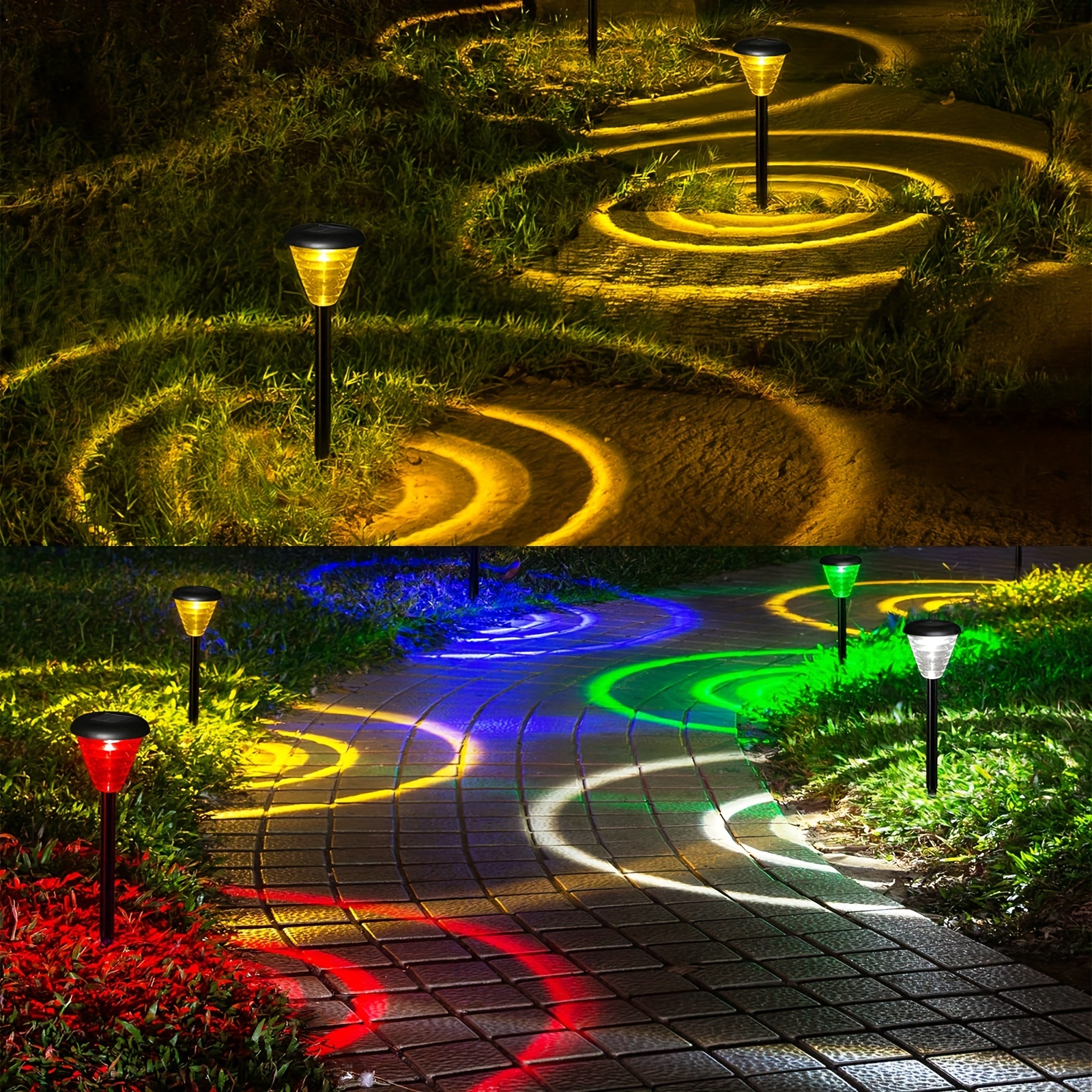 Brighten Up Your Garden with 4pcs Color Changing/Warm White LED Solar Lights!