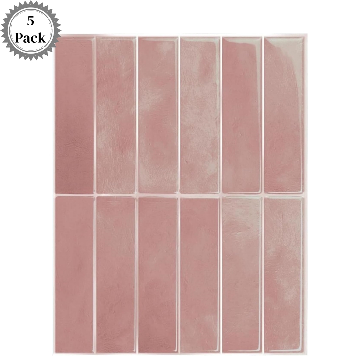 Set of 5 Pack 3D Adhesive Peel and Stick Tile Backsplash