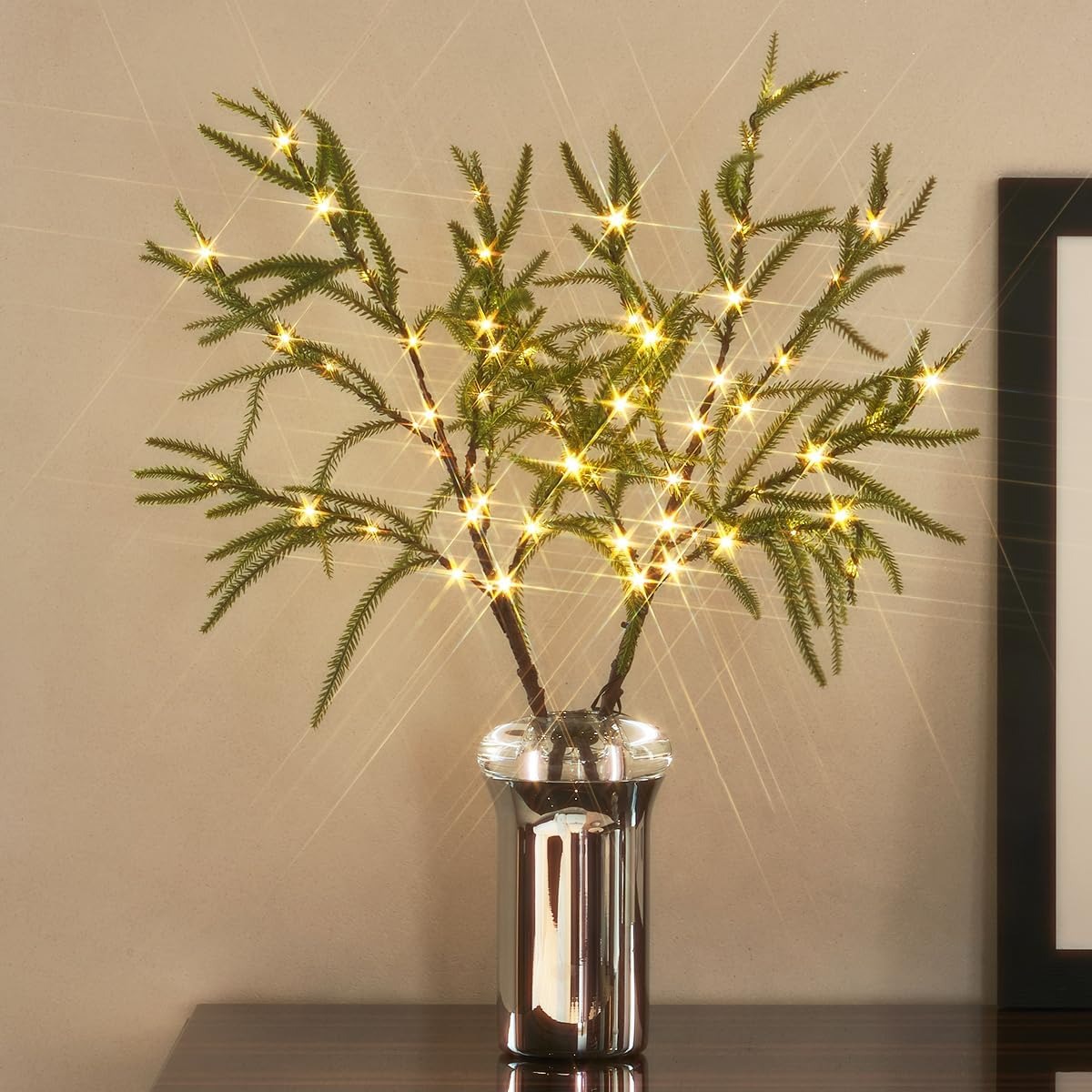 🎄Early Christmas Sale🔥32IN Lighted Norfolk Pine Branches 60 Fairy Lights with Battery Operated