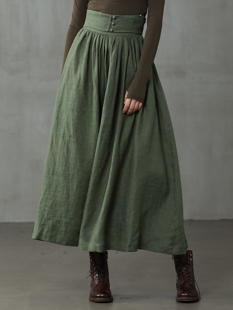 Vintage High Rise Pleated Wide Skirt