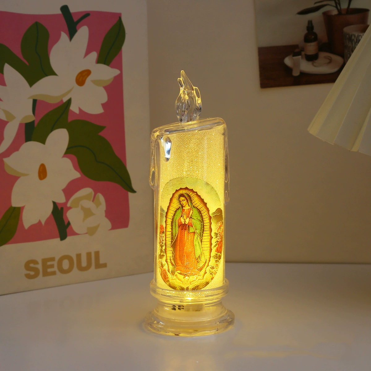 🕯️🕯️LED prayer flameless candles, Jesus saints religious decoration,  Easter gift