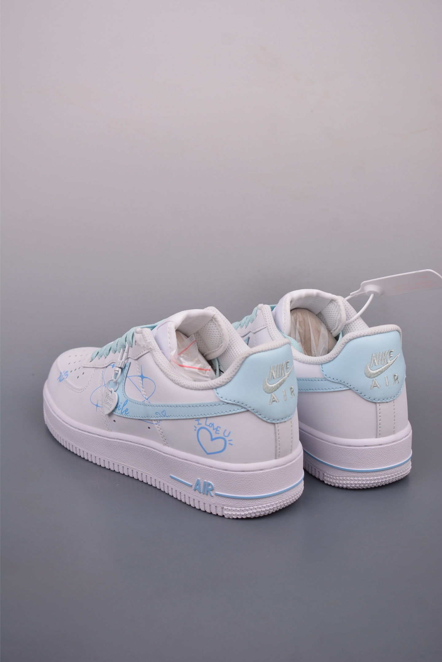 Nike Air Force 1 Low Low-top Sneakers White and Blue Spray Painted Graffiti CW2288-111