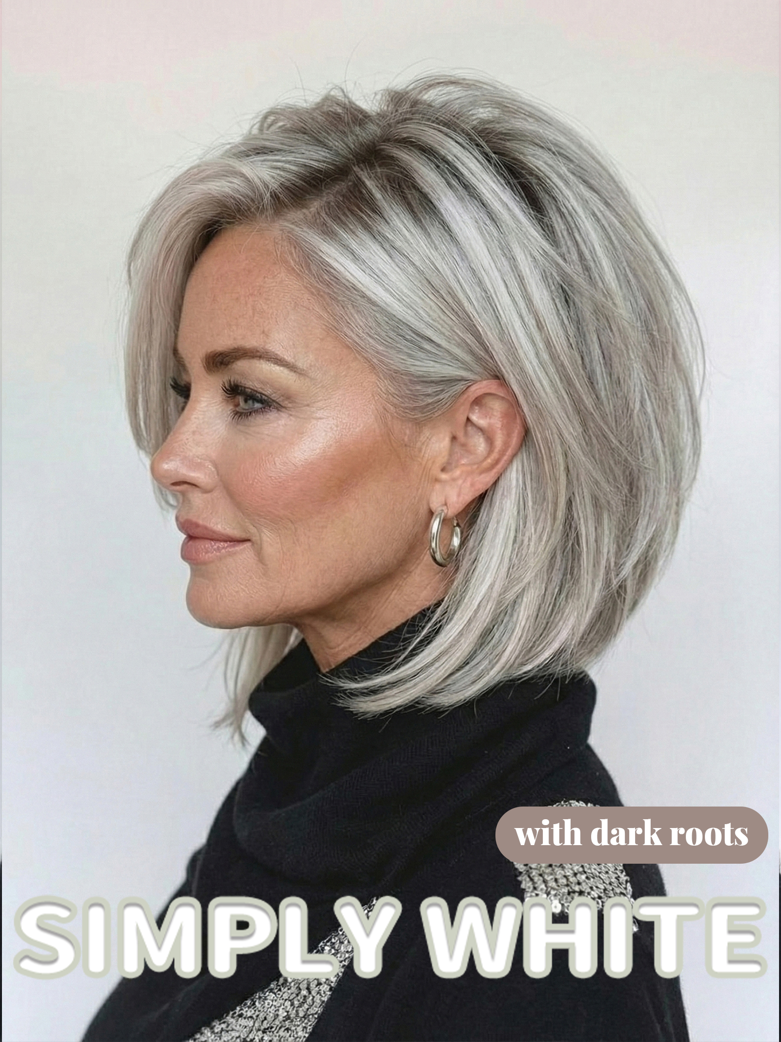 Silver Layered Wig with Natural Dark Roots