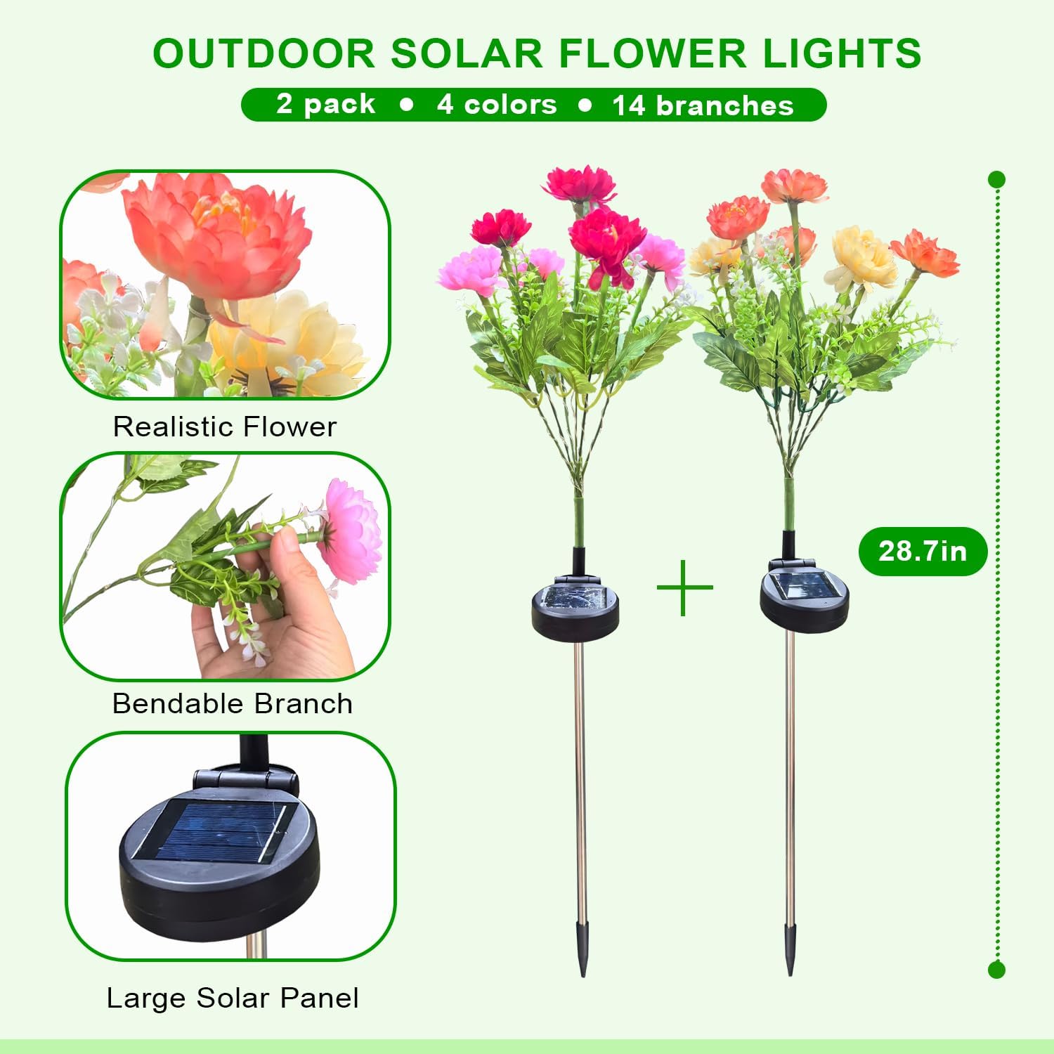ON SALE🔥Waterproof Solar Outdoor Flowers Lights with 7 Blooming Flowers