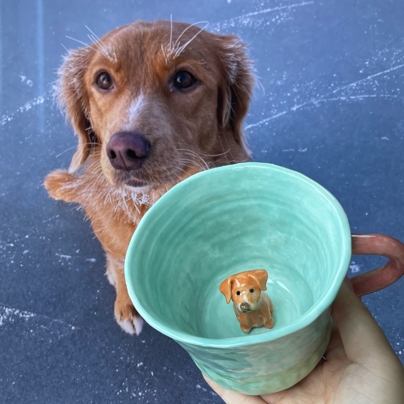 Handmade Custom Pet Figure Inside Ceramic Mug-Labrador