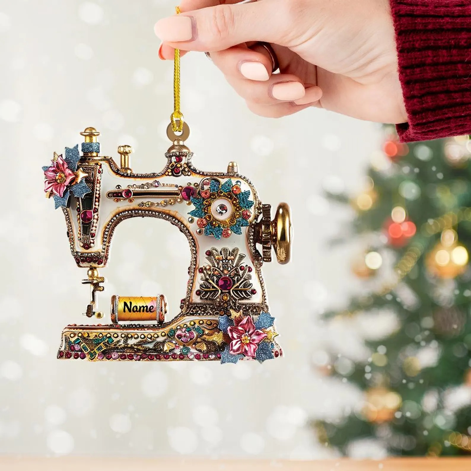 Sewing Machine Christmas 2D Flat Decoration