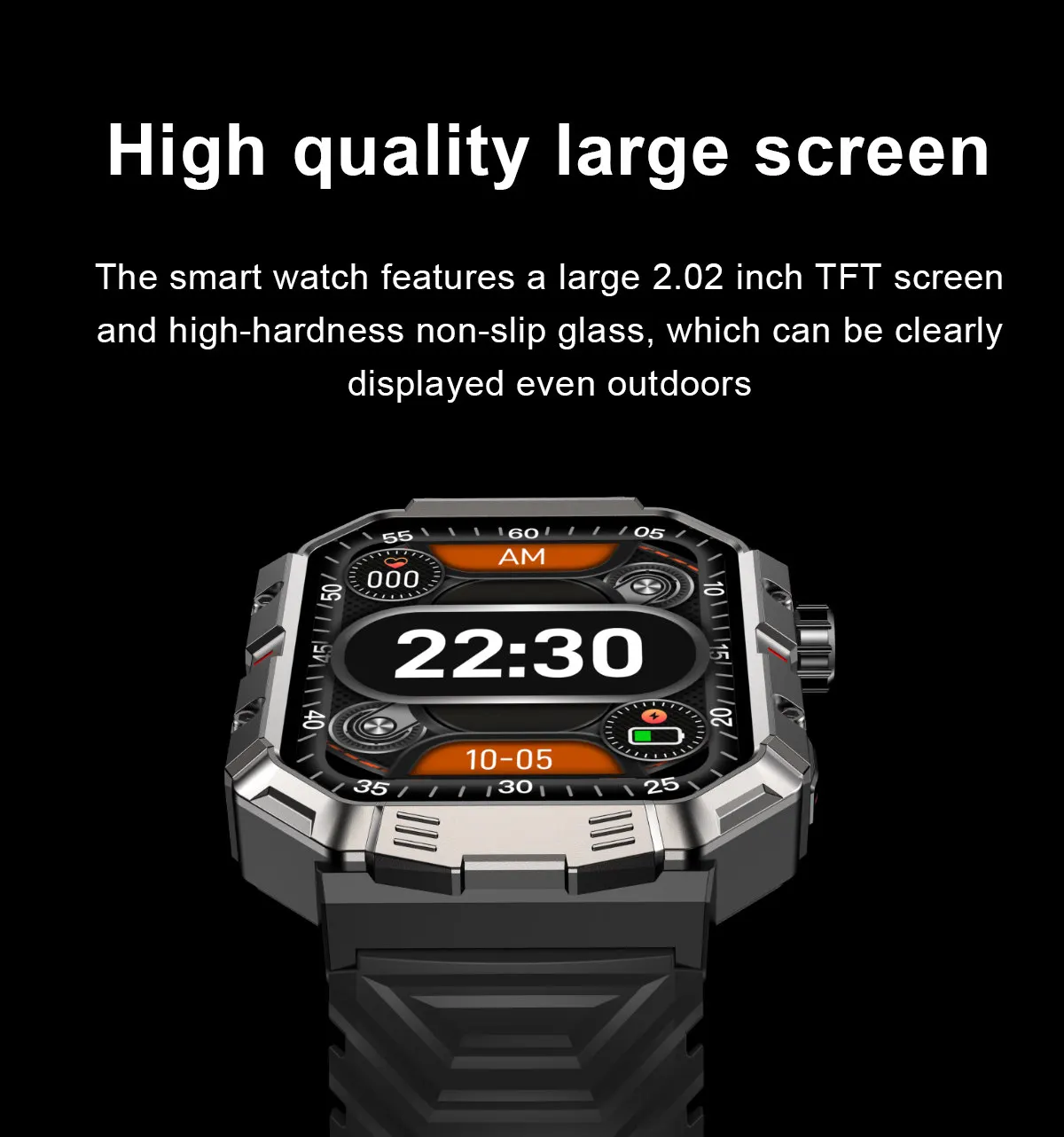 New Men's Outdoor Sports HD Bluetooth Call Smartwatch 2.02inch full screen touch AI intelligent voice assistant for Android iOS