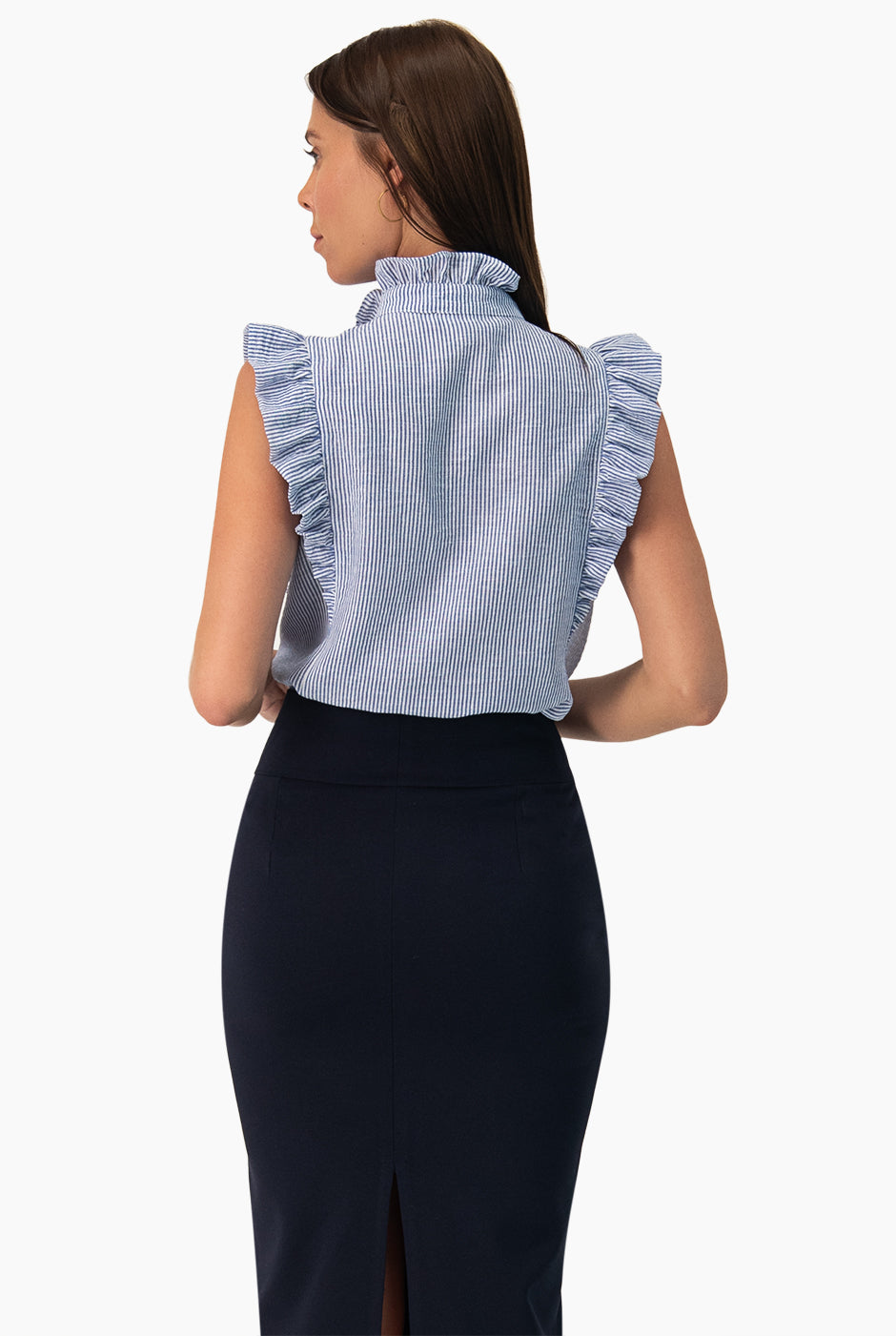 Blusa rayada de botones frontales